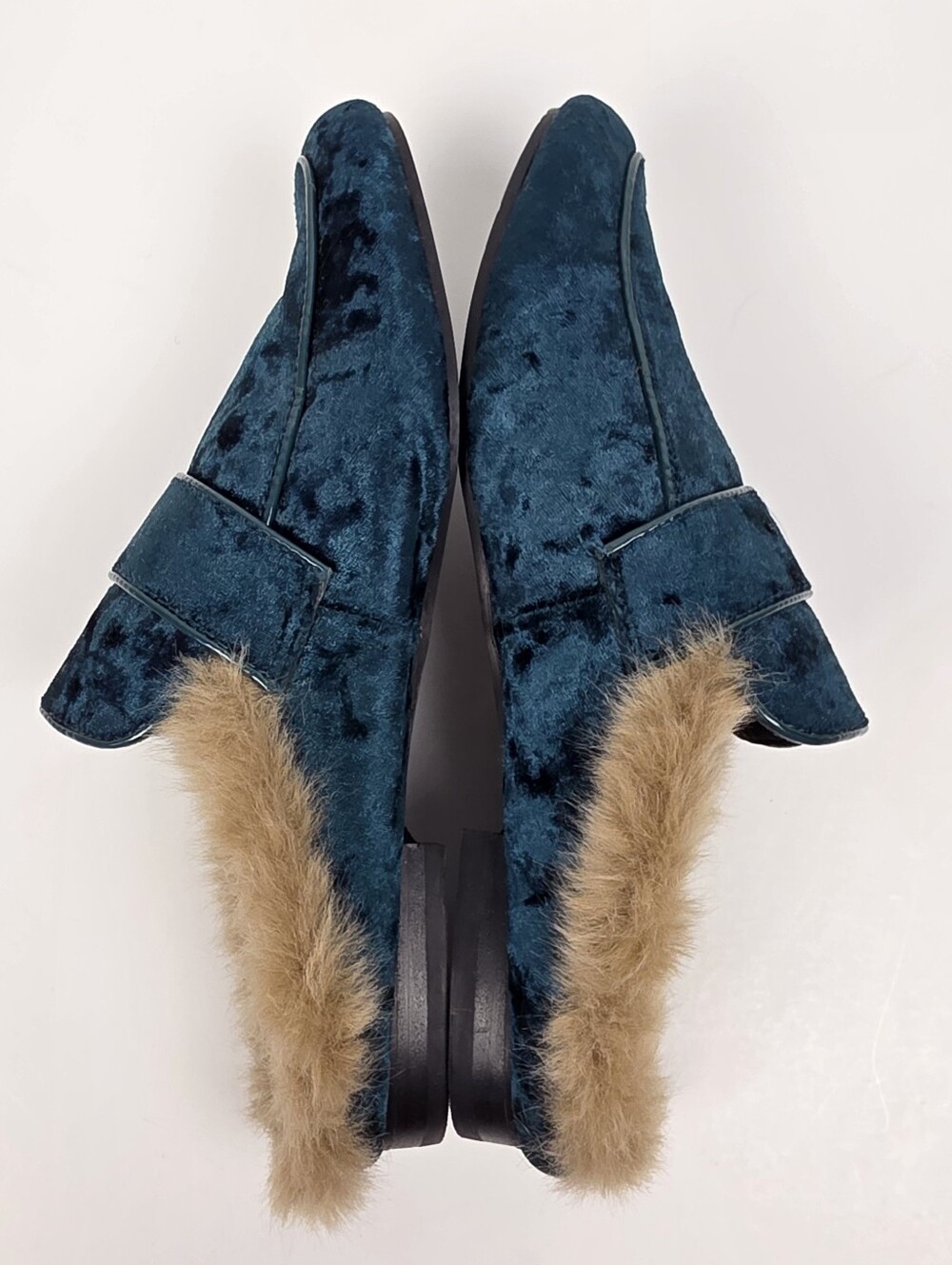 Steve Madden Kaden Green Velvet Fur Smoking Flats Loafer Mule - 7.5 - Picture 11 of 11